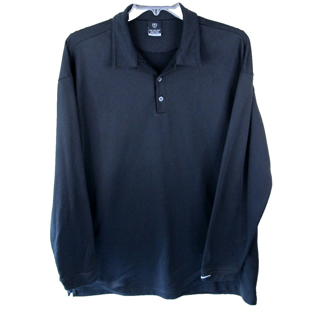 Vintage Nike Sphere Dry Long Sleeve 3-Button Henley Men's XXL Black‎